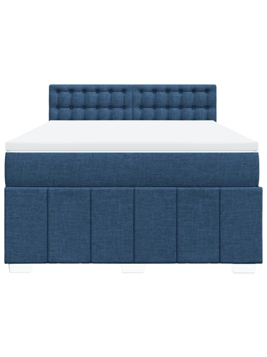 Box spring postel s matrací modrá 140x200 cm textil