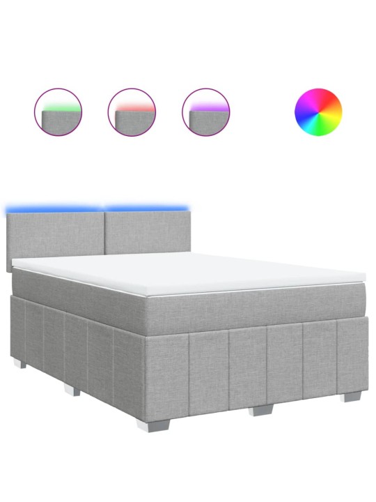 Box spring postel s matrací světle šedá 160 x 200 cm textil