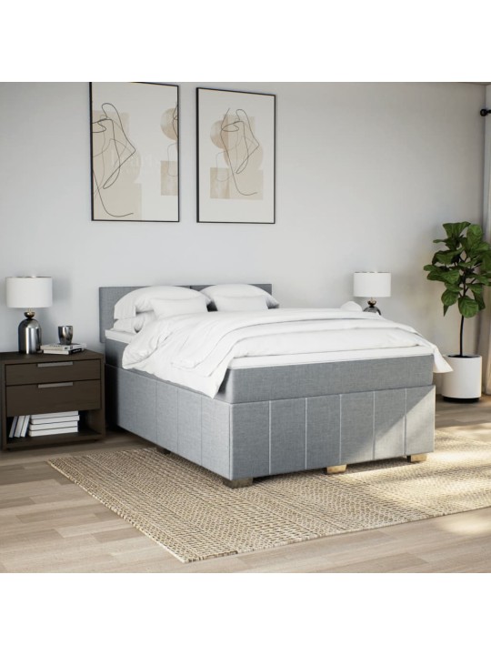Box spring postel s matrací světle šedá 160 x 200 cm textil