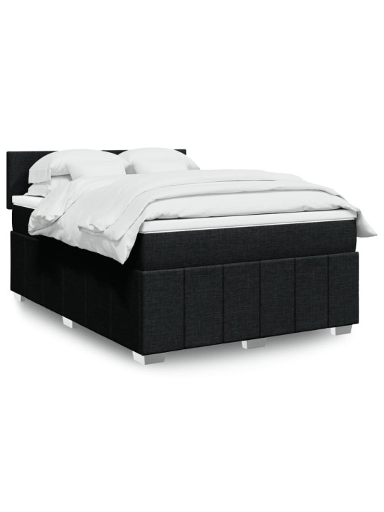 Box spring postel s matrací černá 160x200 cm textil