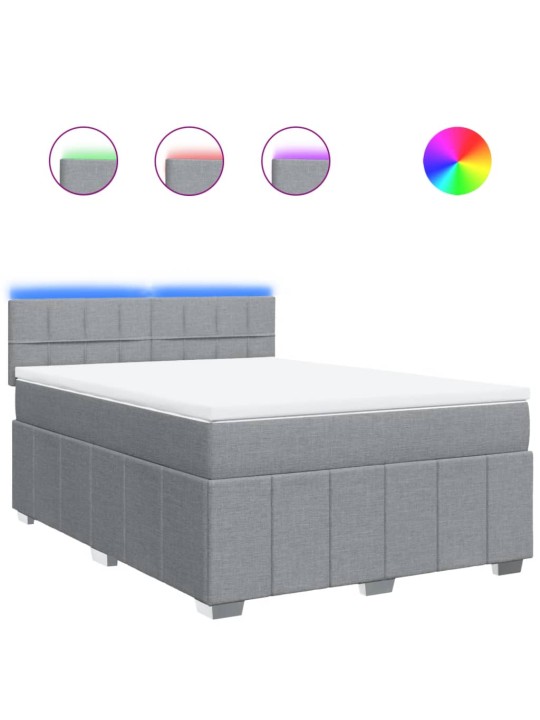 Box spring postel s matrací světle šedá 160 x 200 cm textil