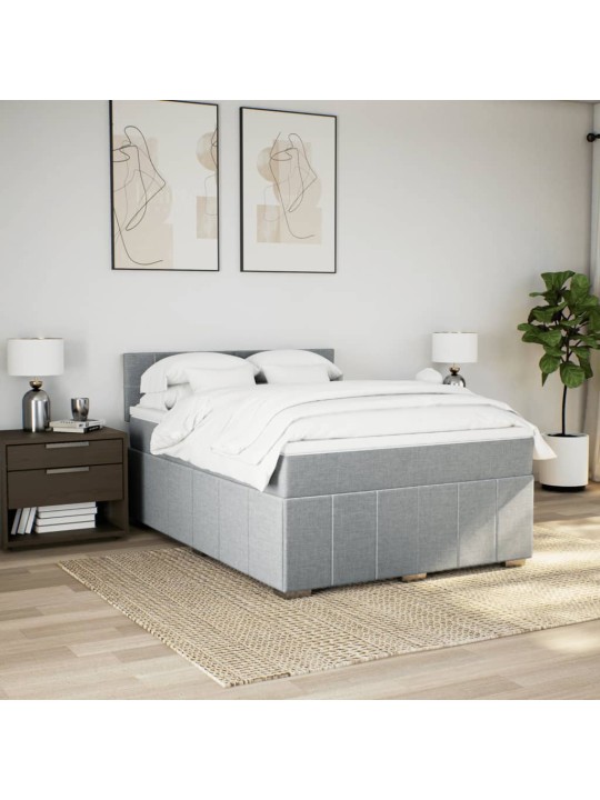 Box spring postel s matrací světle šedá 160 x 200 cm textil
