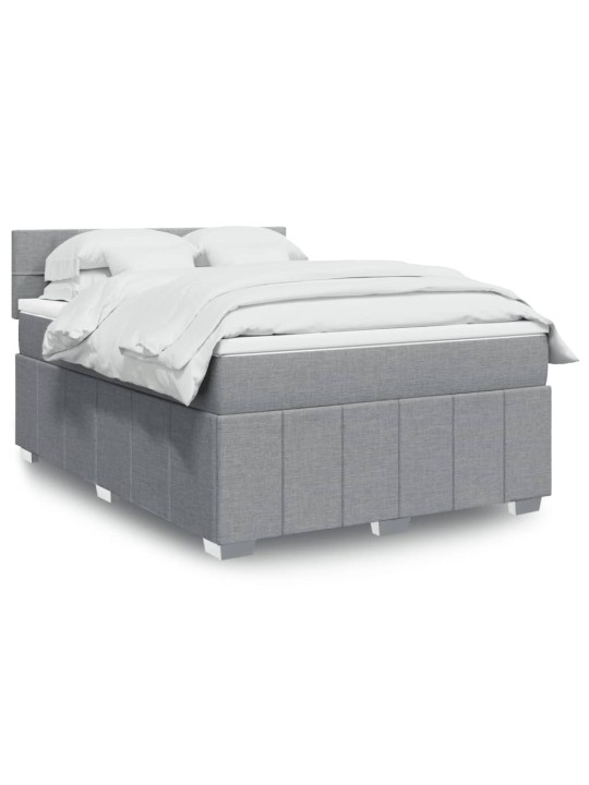Box spring postel s matrací světle šedá 160 x 200 cm textil