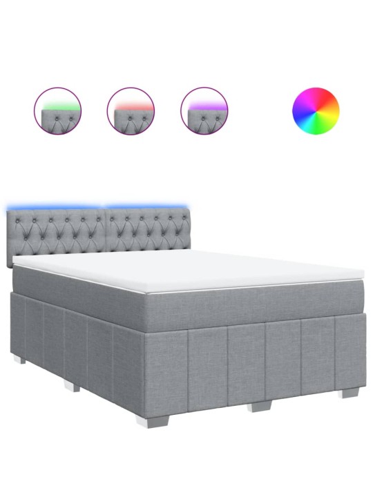 Box spring postel s matrací světle šedá 160 x 200 cm textil