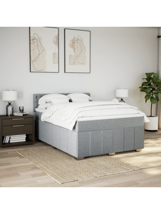 Box spring postel s matrací světle šedá 160 x 200 cm textil