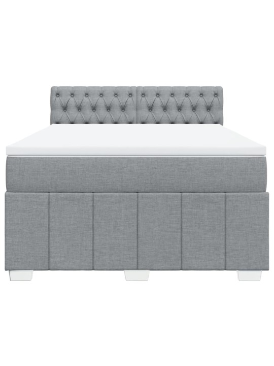 Box spring postel s matrací světle šedá 160 x 200 cm textil