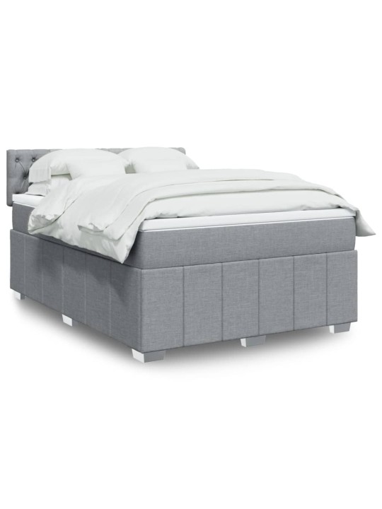 Box spring postel s matrací světle šedá 160 x 200 cm textil