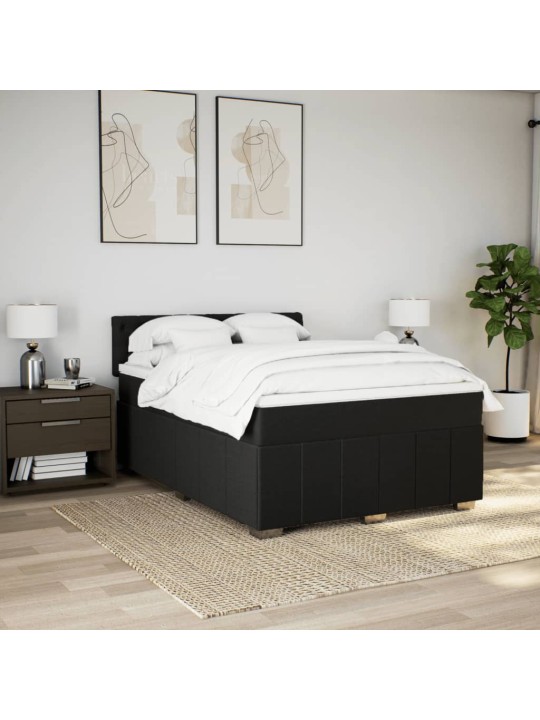 Box spring postel s matrací černá 160x200 cm textil