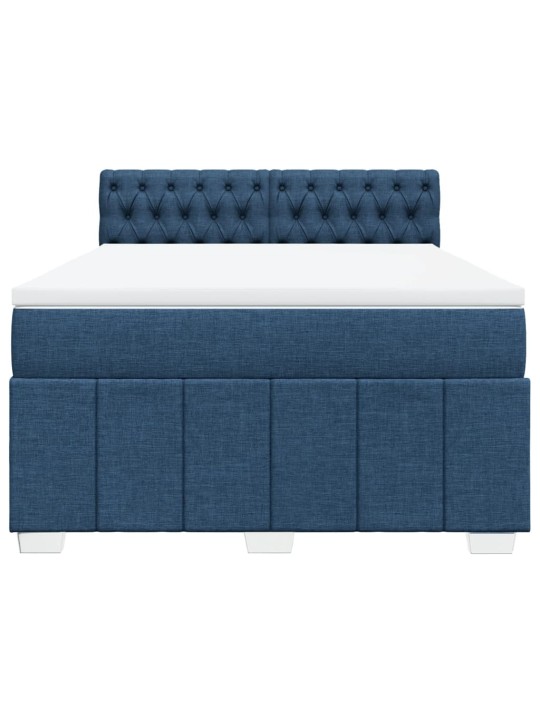 Box spring postel s matrací modrá 160x200 cm textil