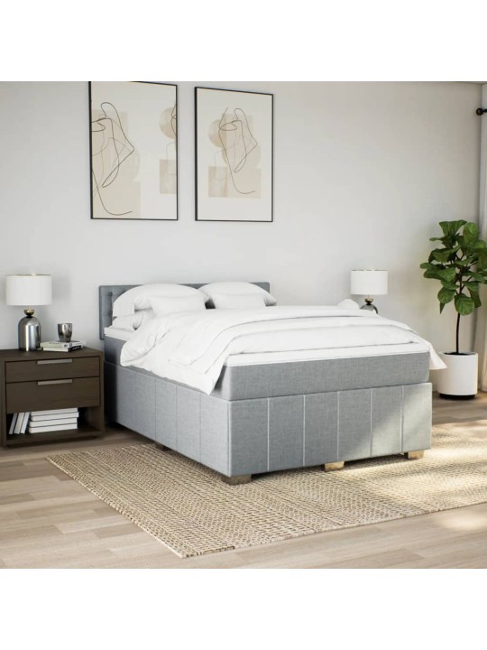 Box spring postel s matrací světle šedá 160 x 200 cm textil