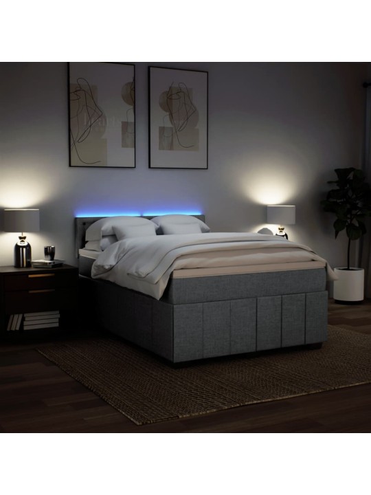 Box spring postel s matrací světle šedá 160 x 200 cm textil