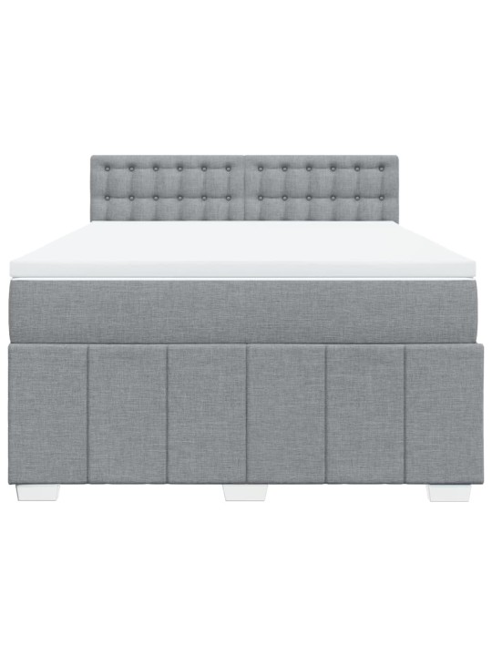 Box spring postel s matrací světle šedá 160 x 200 cm textil