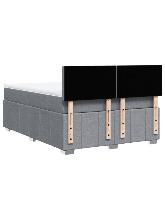 Box spring postel s matrací světle šedá 160 x 200 cm textil