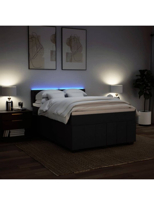 Box spring postel s matrací černá 160x200 cm textil