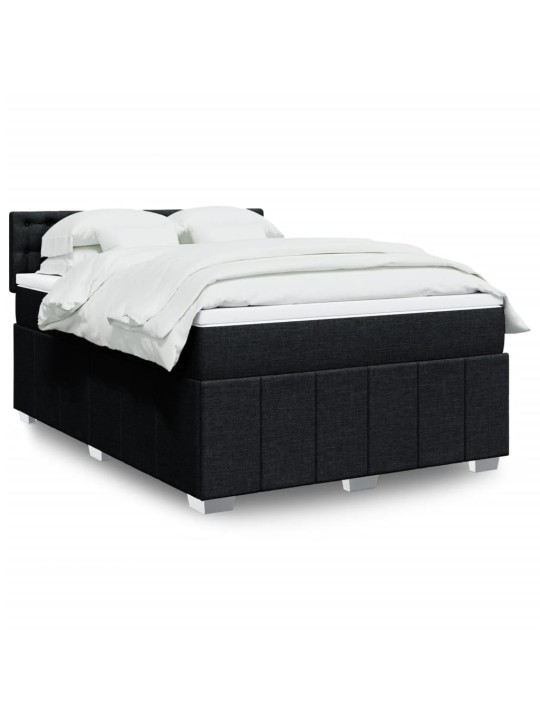 Box spring postel s matrací černá 160x200 cm textil