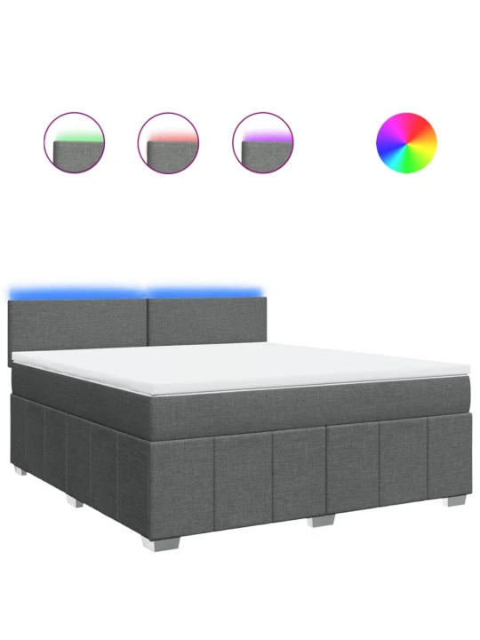 Box spring postel s matrací tmavě šedá 180x200 cm textil
