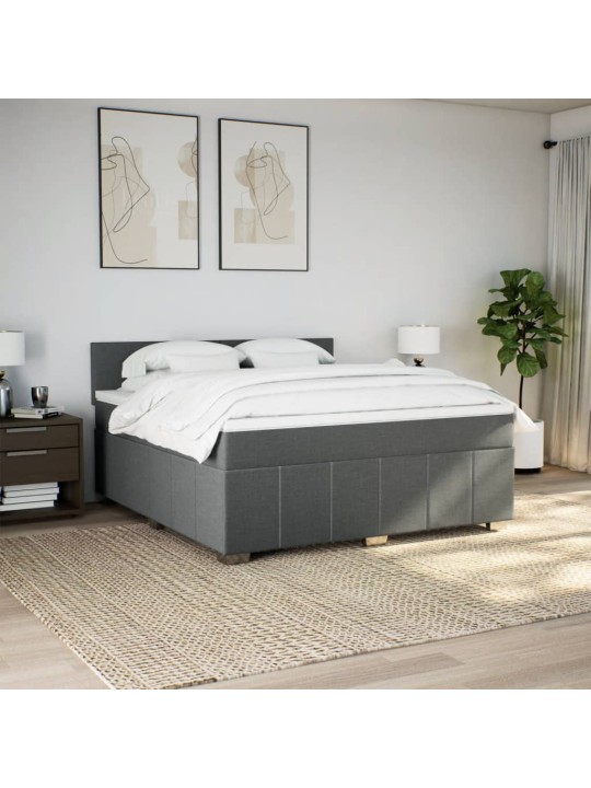Box spring postel s matrací tmavě šedá 180x200 cm textil