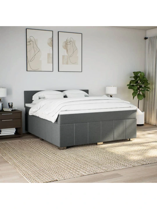 Box spring postel s matrací tmavě šedá 180x200 cm textil