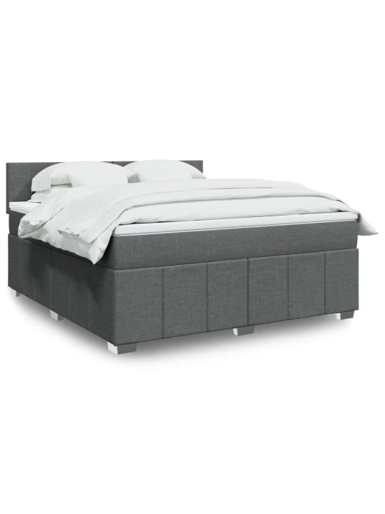 Box spring postel s matrací tmavě šedá 180x200 cm textil