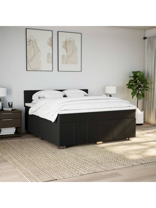 Box spring postel s matrací černá 180x200 cm textil