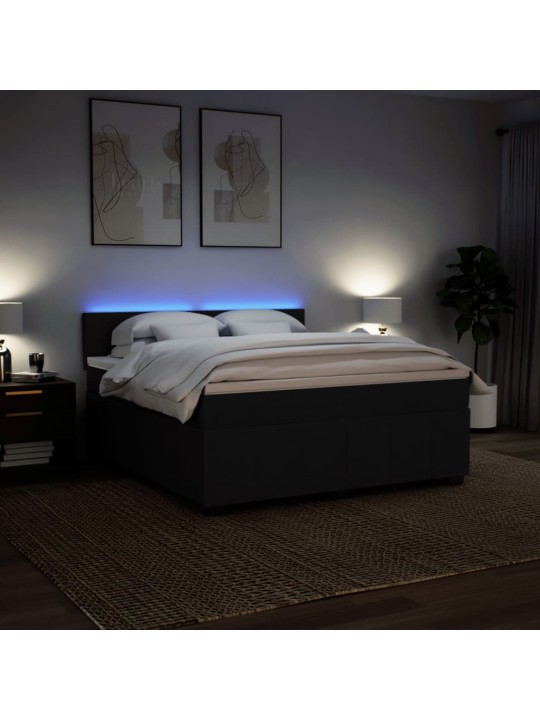 Box spring postel s matrací černá 180x200 cm textil