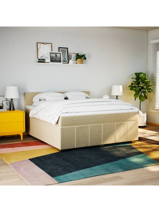 Box spring postel s matrací krémová 180x200 cm textil