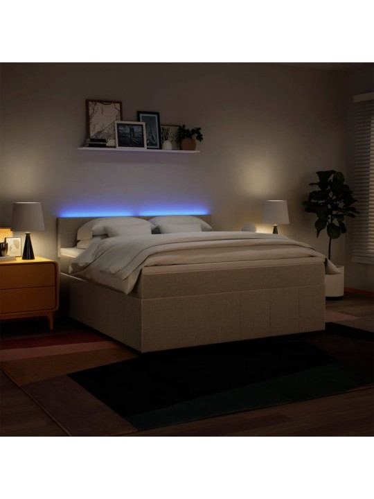 Box spring postel s matrací krémová 180x200 cm textil