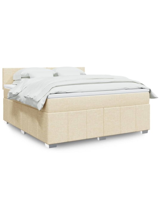 Box spring postel s matrací krémová 180x200 cm textil