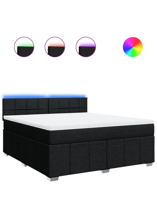 Box spring postel s matrací černá 180x200 cm textil