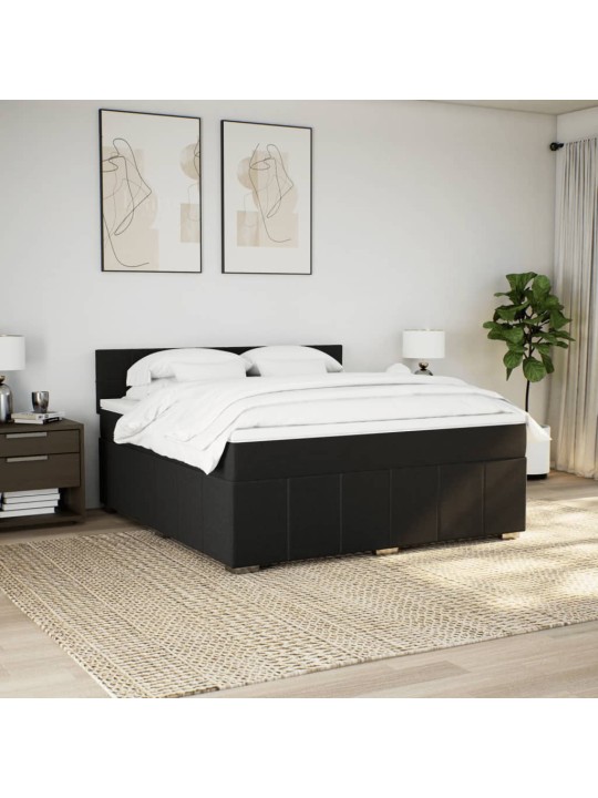 Box spring postel s matrací černá 180x200 cm textil