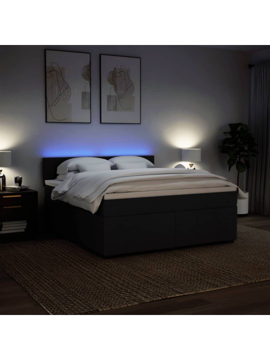 Box spring postel s matrací černá 180x200 cm textil