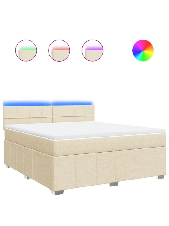 Box spring postel s matrací krémová 180x200 cm textil