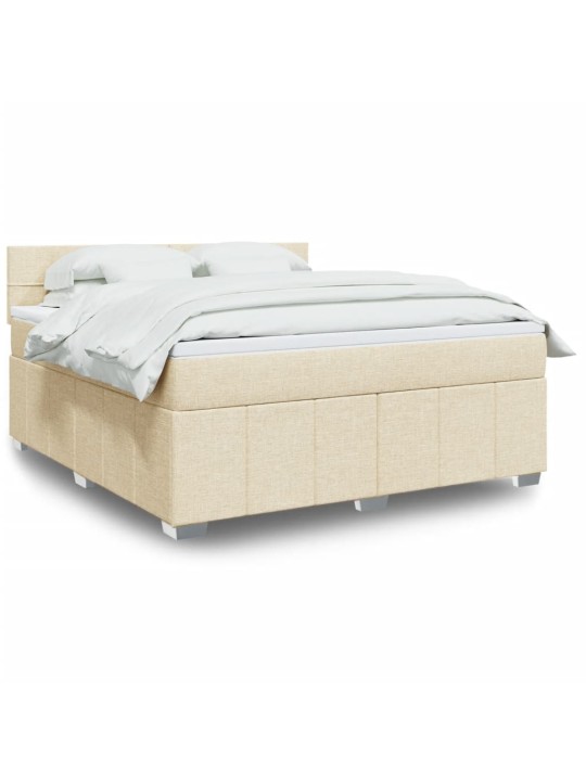 Box spring postel s matrací krémová 180x200 cm textil