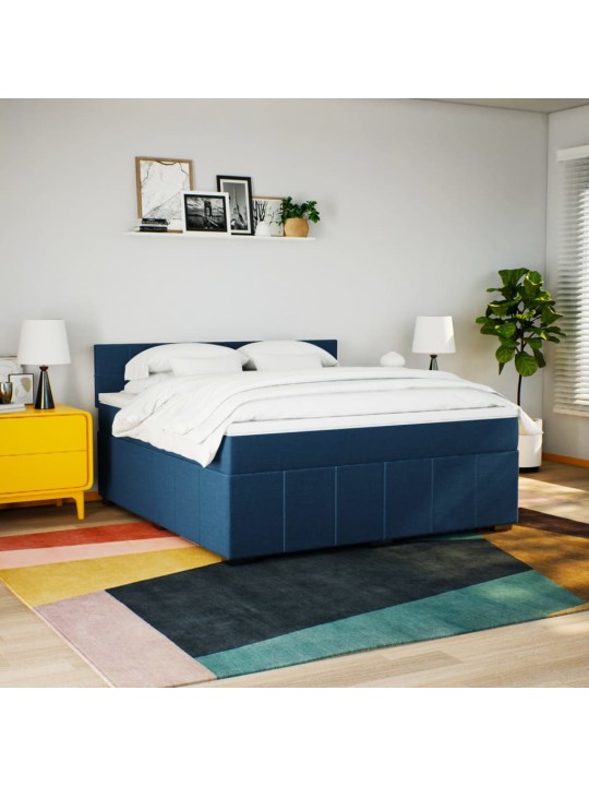 Box spring postel s matrací modrá 180x200 cm textil