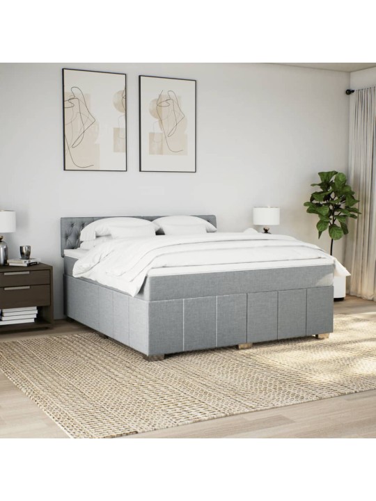 Box spring postel s matrací světle šedá 180 x 200 cm textil