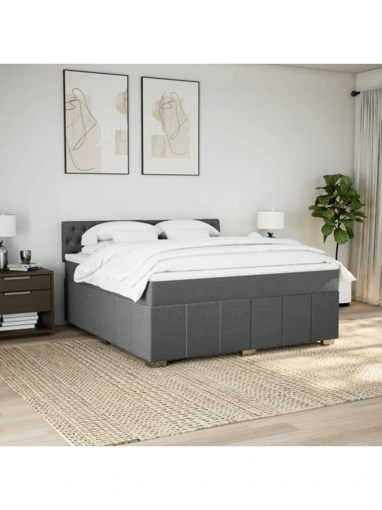 Box spring postel s matrací tmavě šedá 180x200 cm textil