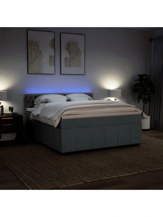 Box spring postel s matrací tmavě šedá 180x200 cm textil