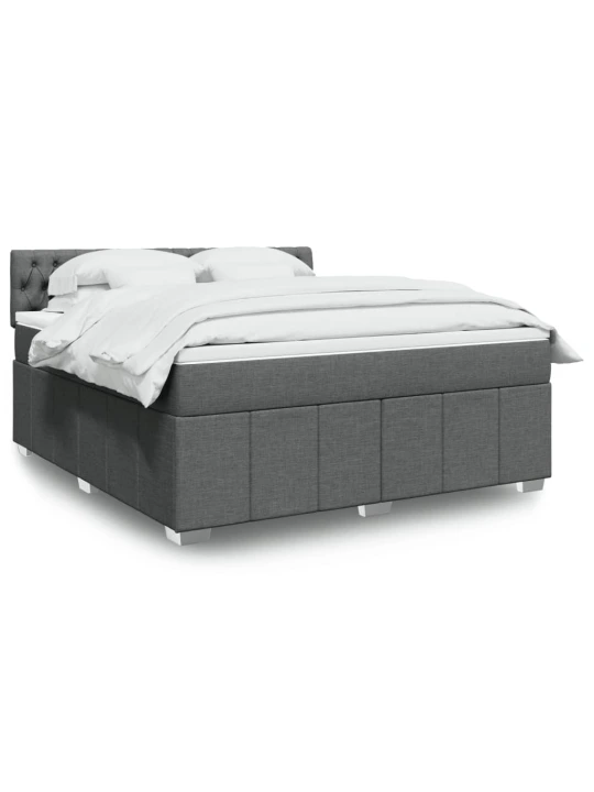 Box spring postel s matrací tmavě šedá 180x200 cm textil
