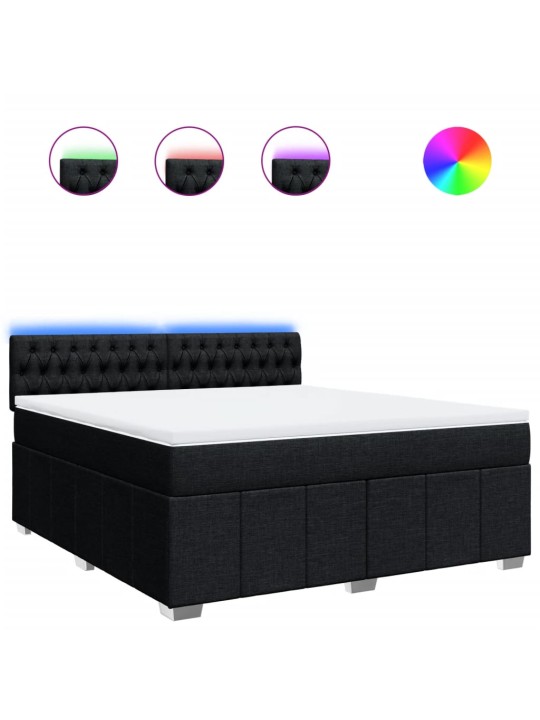 Box spring postel s matrací černá 180x200 cm textil