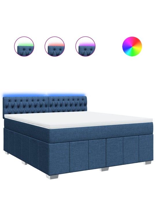 Box spring postel s matrací modrá 180x200 cm textil