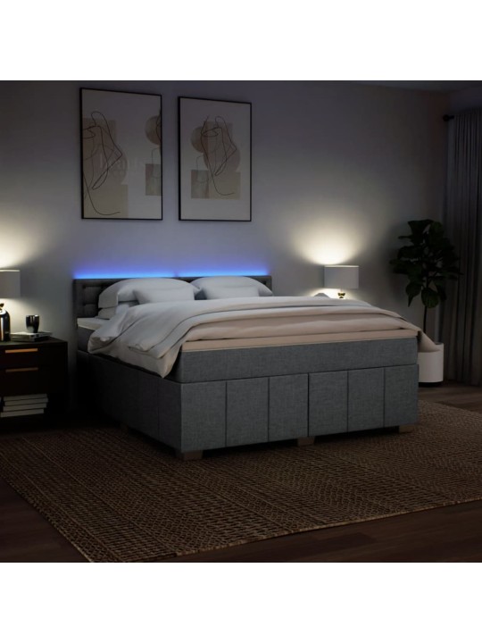 Box spring postel s matrací světle šedá 180 x 200 cm textil