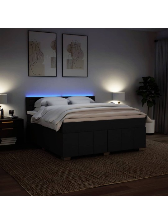 Box spring postel s matrací černá 180x200 cm textil