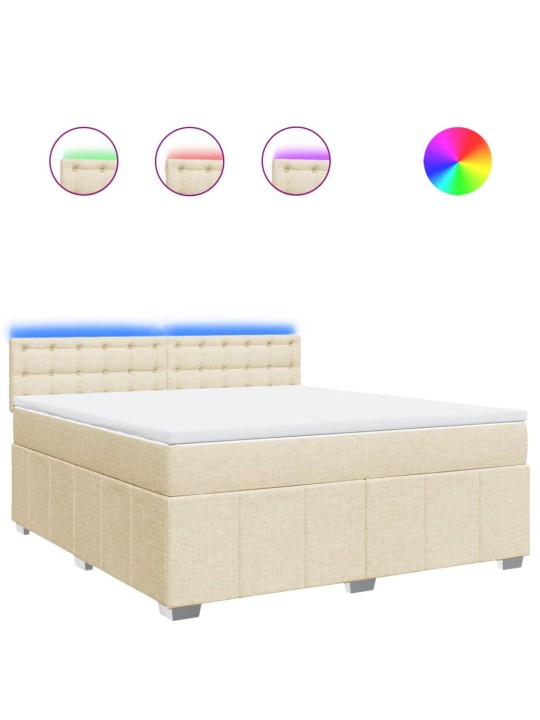 Box spring postel s matrací krémová 180x200 cm textil