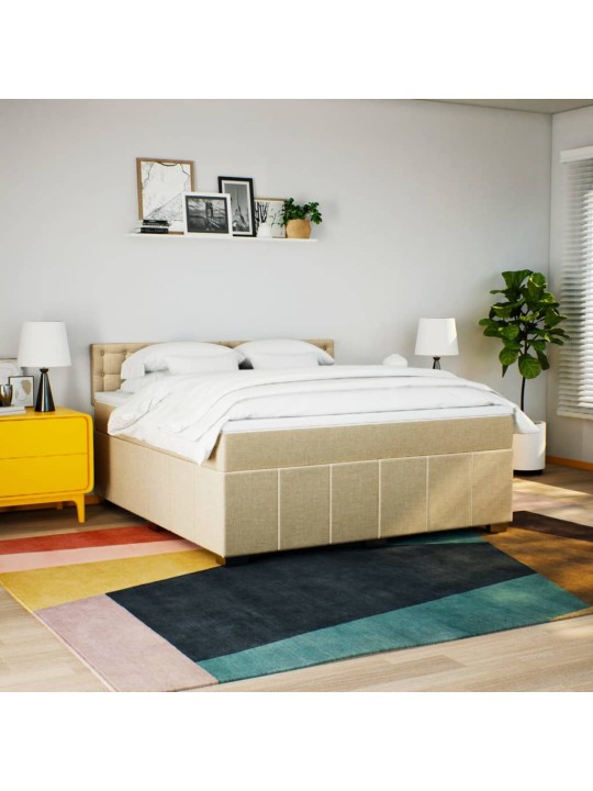 Box spring postel s matrací krémová 180x200 cm textil