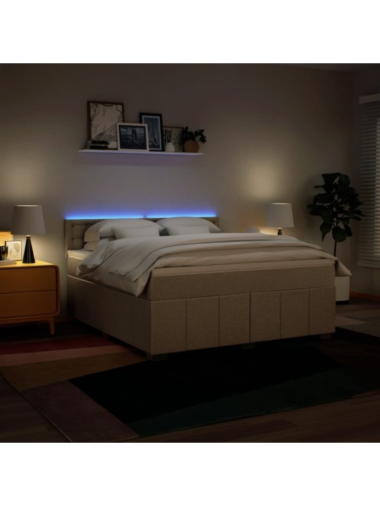 Box spring postel s matrací krémová 180x200 cm textil