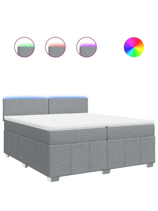 Box spring postel s matrací světle šedá 200 x 200 cm textil