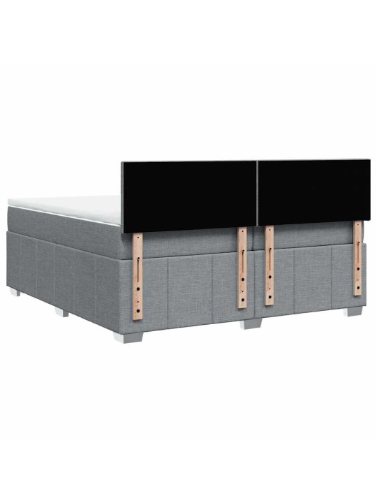 Box spring postel s matrací světle šedá 200 x 200 cm textil