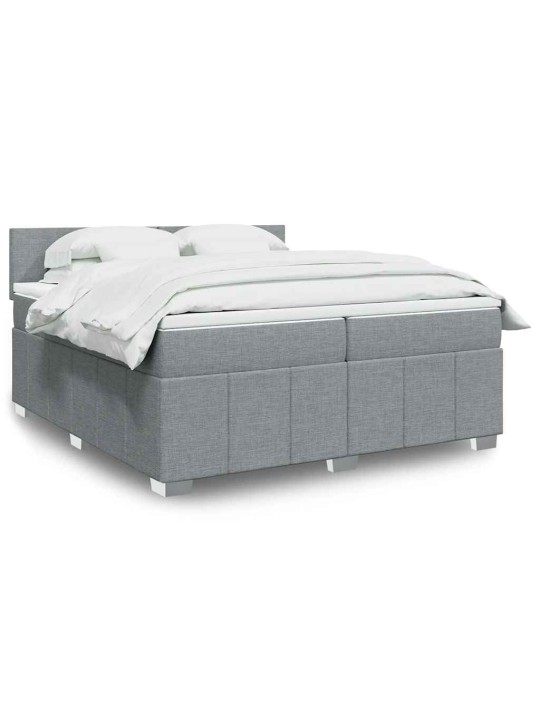 Box spring postel s matrací světle šedá 200 x 200 cm textil