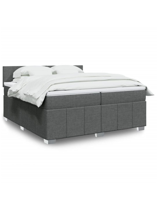 Box spring postel s matrací tmavě šedá 200x200 cm textil