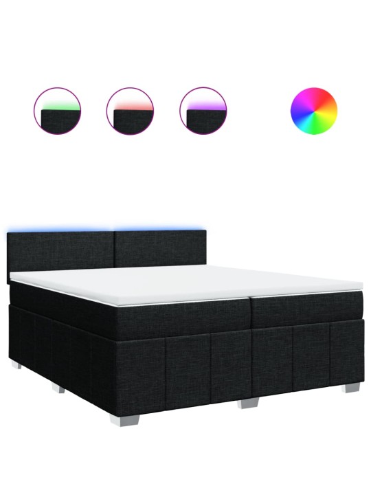 Box spring postel s matrací černá 200x200 cm textil